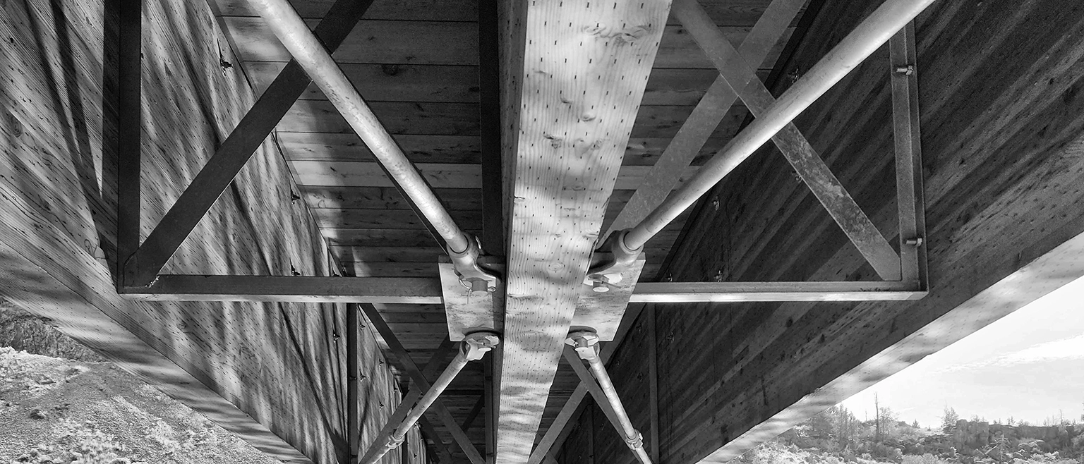 Underside of Smith Rock Pedestrian Bridge Engineering