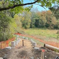 Pedestrian access across wetland under construction